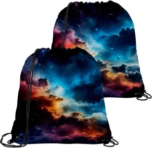 2 Pcs Stars Nebula Drawstring Backpack Drawstring Gym Bag Draw String Bag for Sports, Gym, Travel, Swimming, Beach
