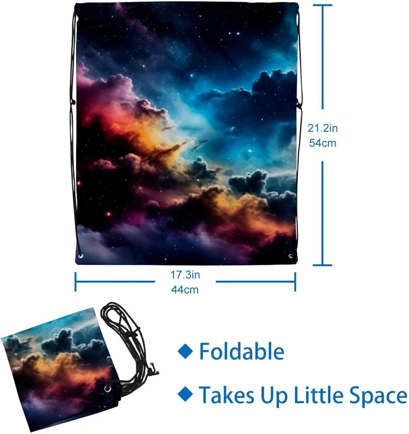 2 Pcs Stars Nebula Drawstring Backpack Drawstring Gym Bag Draw String Bag for Sports, Gym, Travel, Swimming, Beach