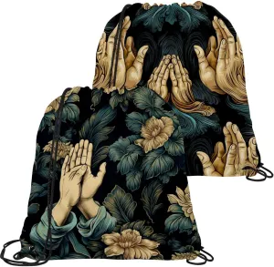 2 Pieces Drawstring Backpacks, Praying hands Draw String Back Bag Drawstring Bags for Sports, Gym, Travel, Swimming, Beach