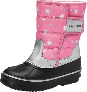 2024 Winter Fashion Snow Boots for Kids Star Print Waterroof Cozy Warm Outdoor Faux  Lined Insulated Shoes
