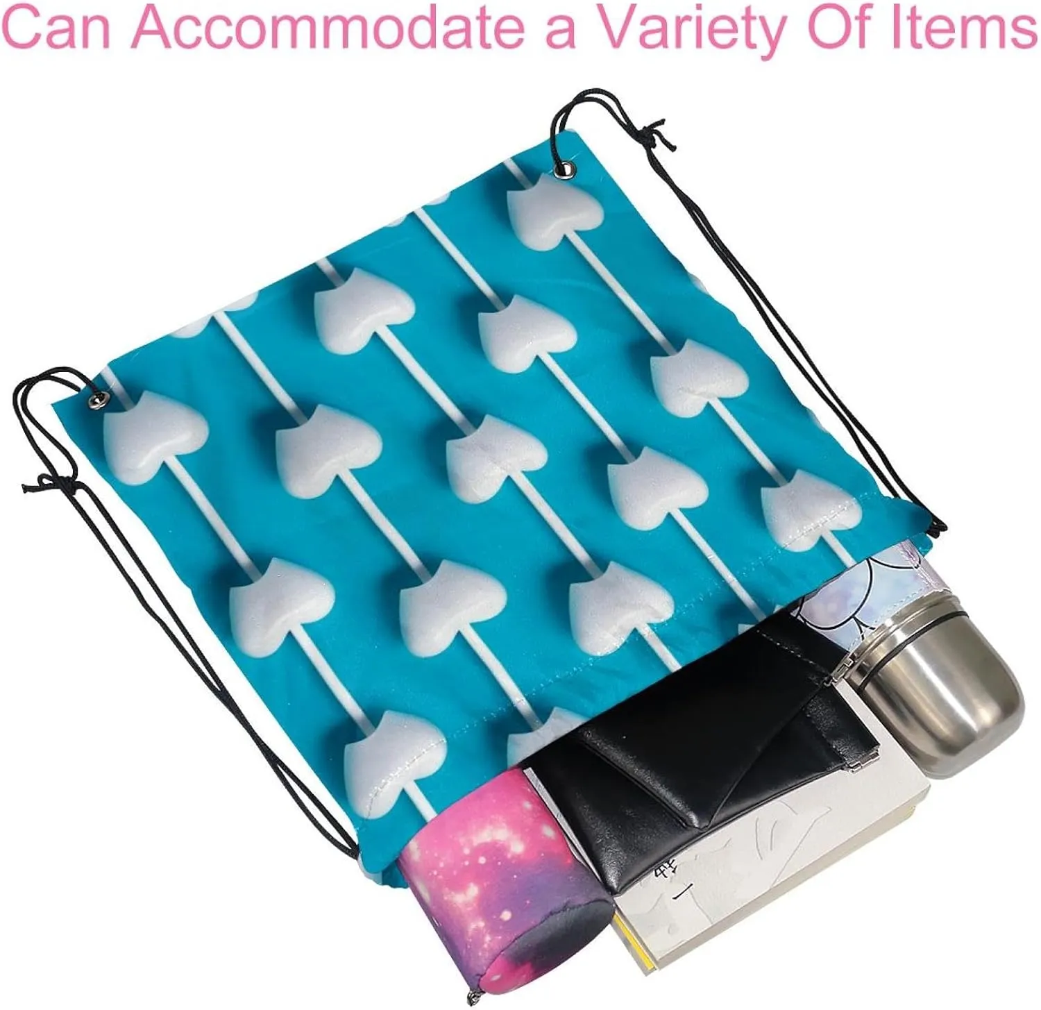 2PCS Cute Teeth on Blue Background - for kid Dental Design Drawstring Bags Drawstring Gym Bag