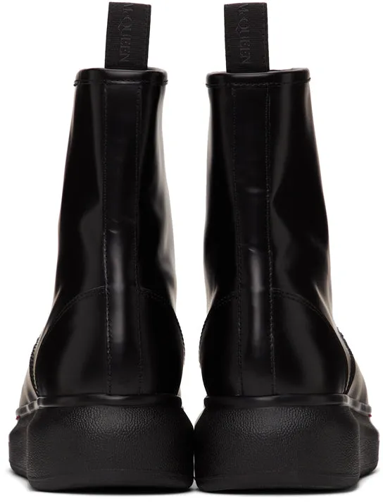 Alexander McQueen Black Contrast Sole Hybrid Combat Boots