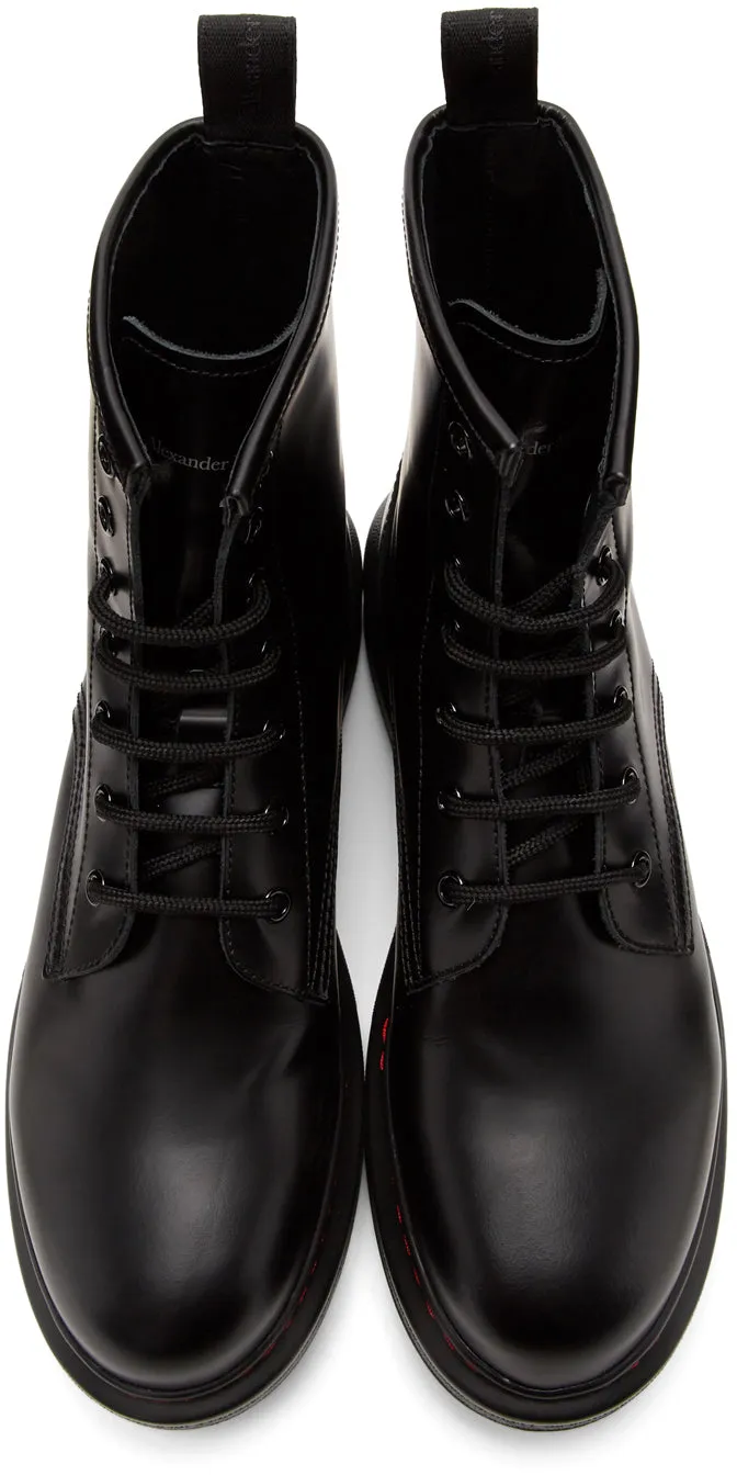 Alexander McQueen Black Contrast Sole Hybrid Combat Boots