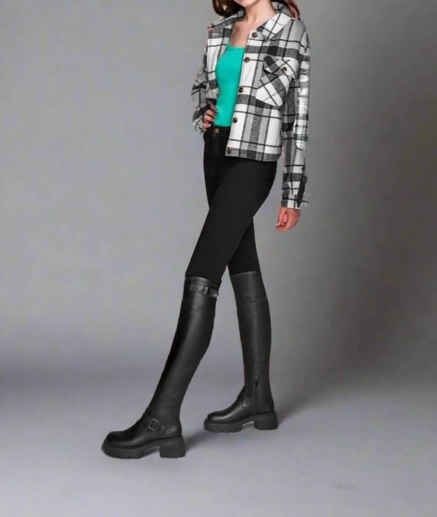 Andrea - Women's Knee High Combat Boots