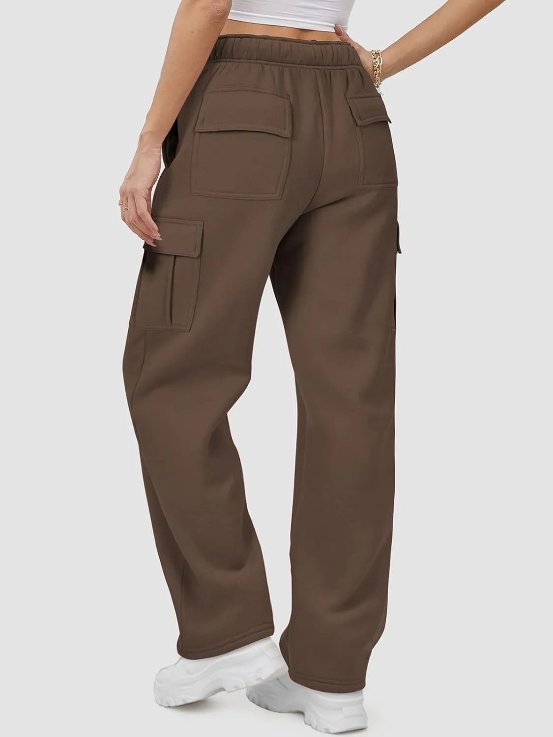 ATHMILE Womens Cargo Sweatpants Casual Baggy Fleece High Waisted Joggers Pants