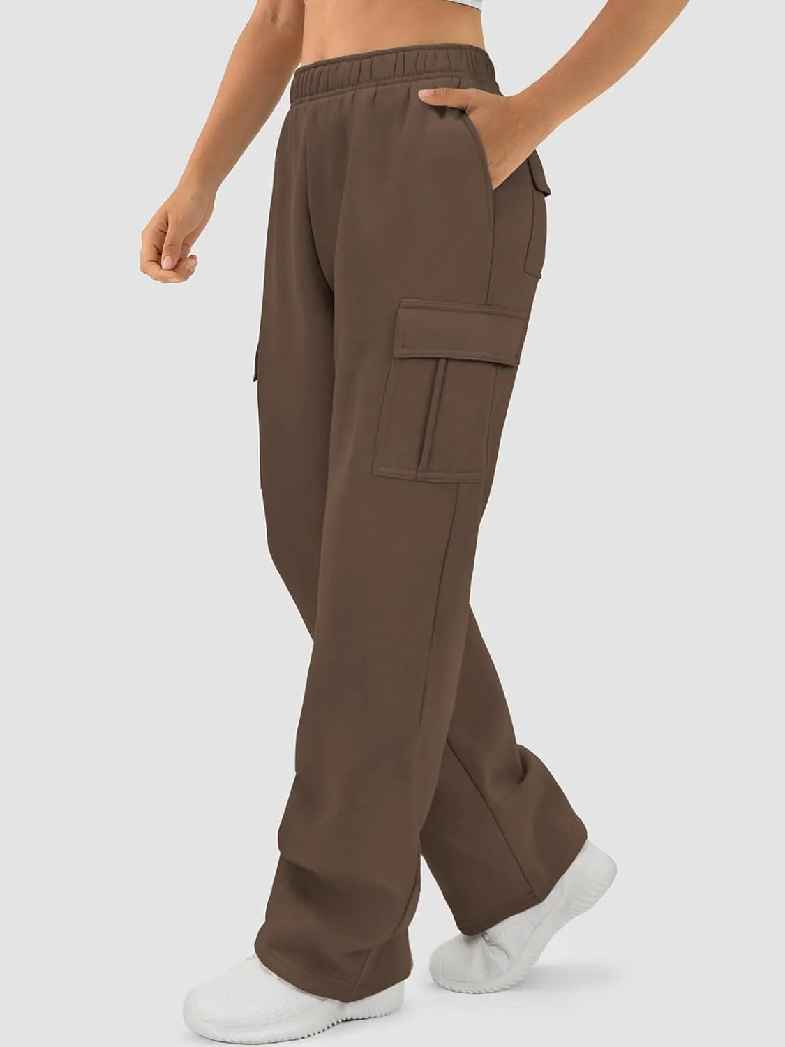 ATHMILE Womens Cargo Sweatpants Casual Baggy Fleece High Waisted Joggers Pants