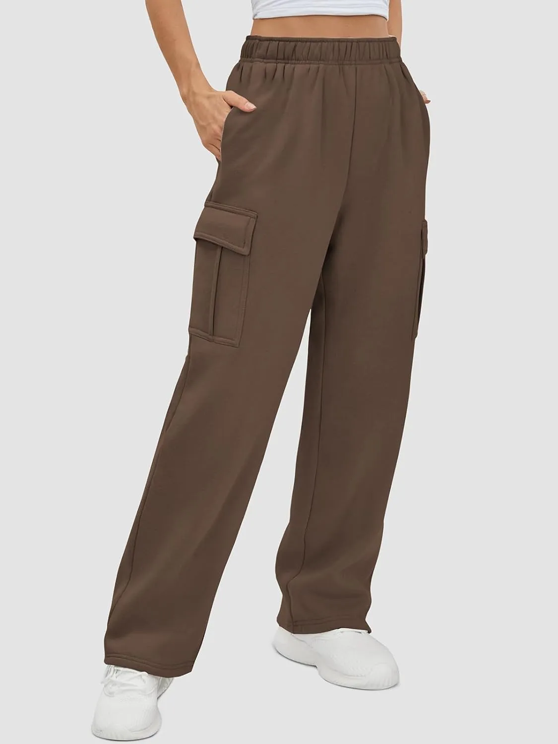 ATHMILE Womens Cargo Sweatpants Casual Baggy Fleece High Waisted Joggers Pants