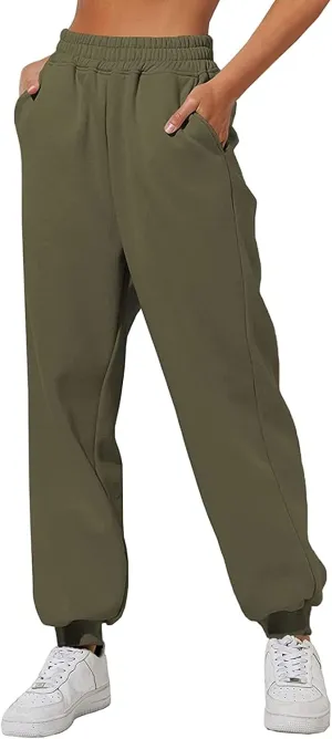 Autumn Active Athletic Sweatpants for Women Fleece Lined High Waisted Joggers Pant with Pockets