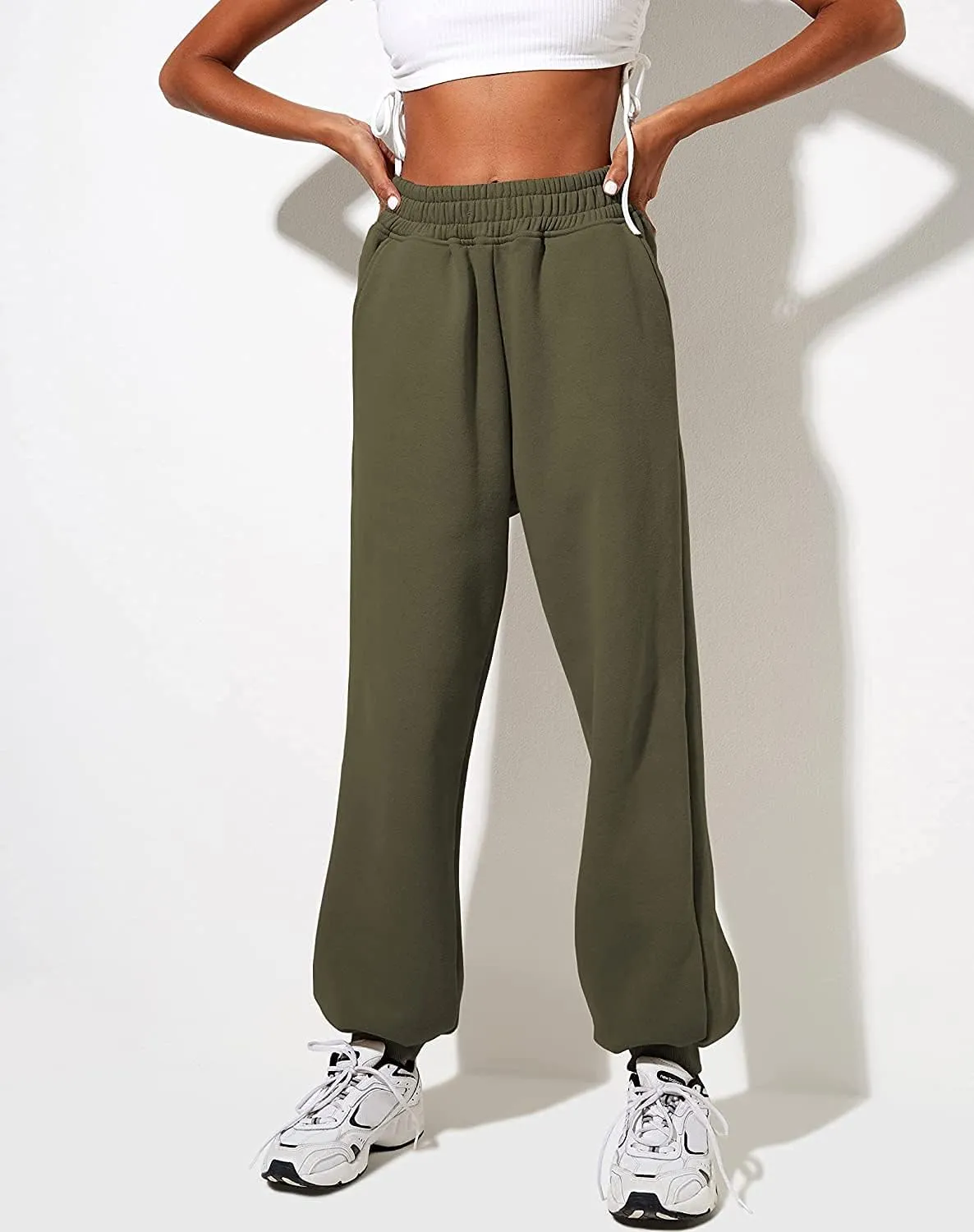 Autumn Active Athletic Sweatpants for Women Fleece Lined High Waisted Joggers Pant with Pockets