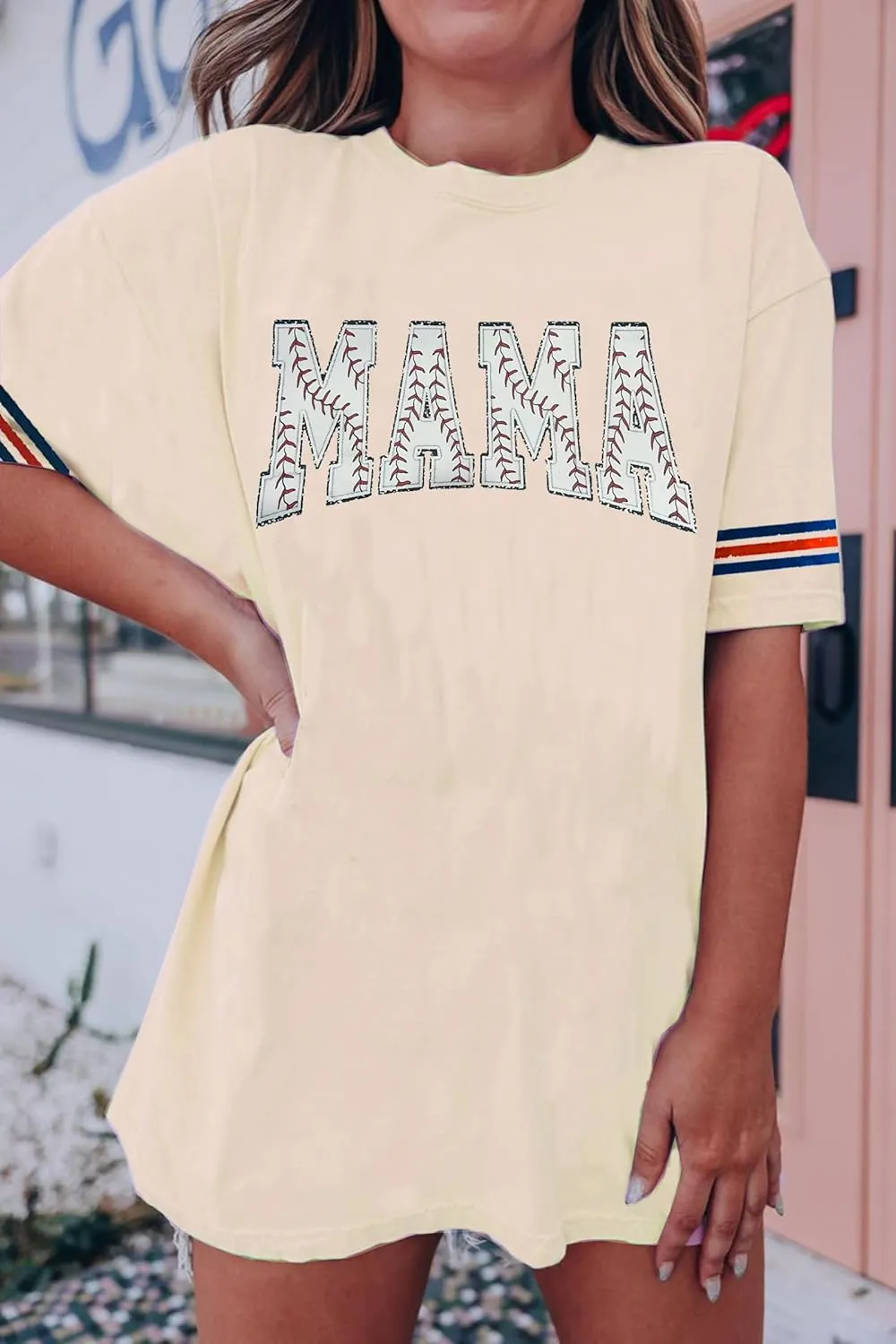 Baseball Shirt Women Oversized Baseball Mom Tshirts Game Day Short Sleeve Casual Loose Graphic Tees Tops
