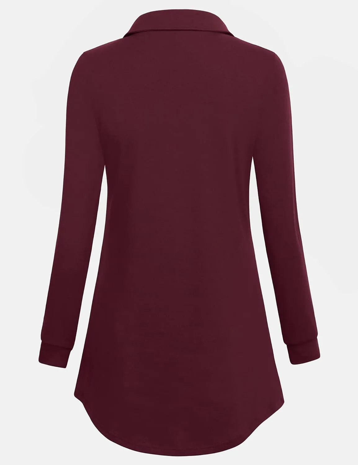 Bebonnie Womens Long Sleeve Casual Lapel V Neck Pullover Tunic Blouse Tops with Buttons