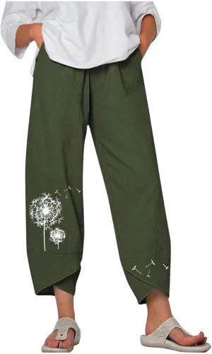Bengbobar Linen Capri Pants for Women Wide Leg Sweatpants Casual Summer Capri Pants Comfy Baggy Trousers Palazzo Lounge