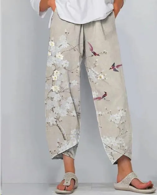 Bengbobar Linen Pants Women Wide Leg Sweatpants Casual Capri Pants Baggy Trousers Palazzo Pants Cropped Summer Trousers