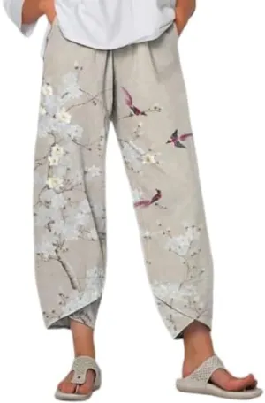 Bengbobar Linen Pants Women Wide Leg Sweatpants Casual Capri Pants Baggy Trousers Palazzo Pants Cropped Summer Trousers