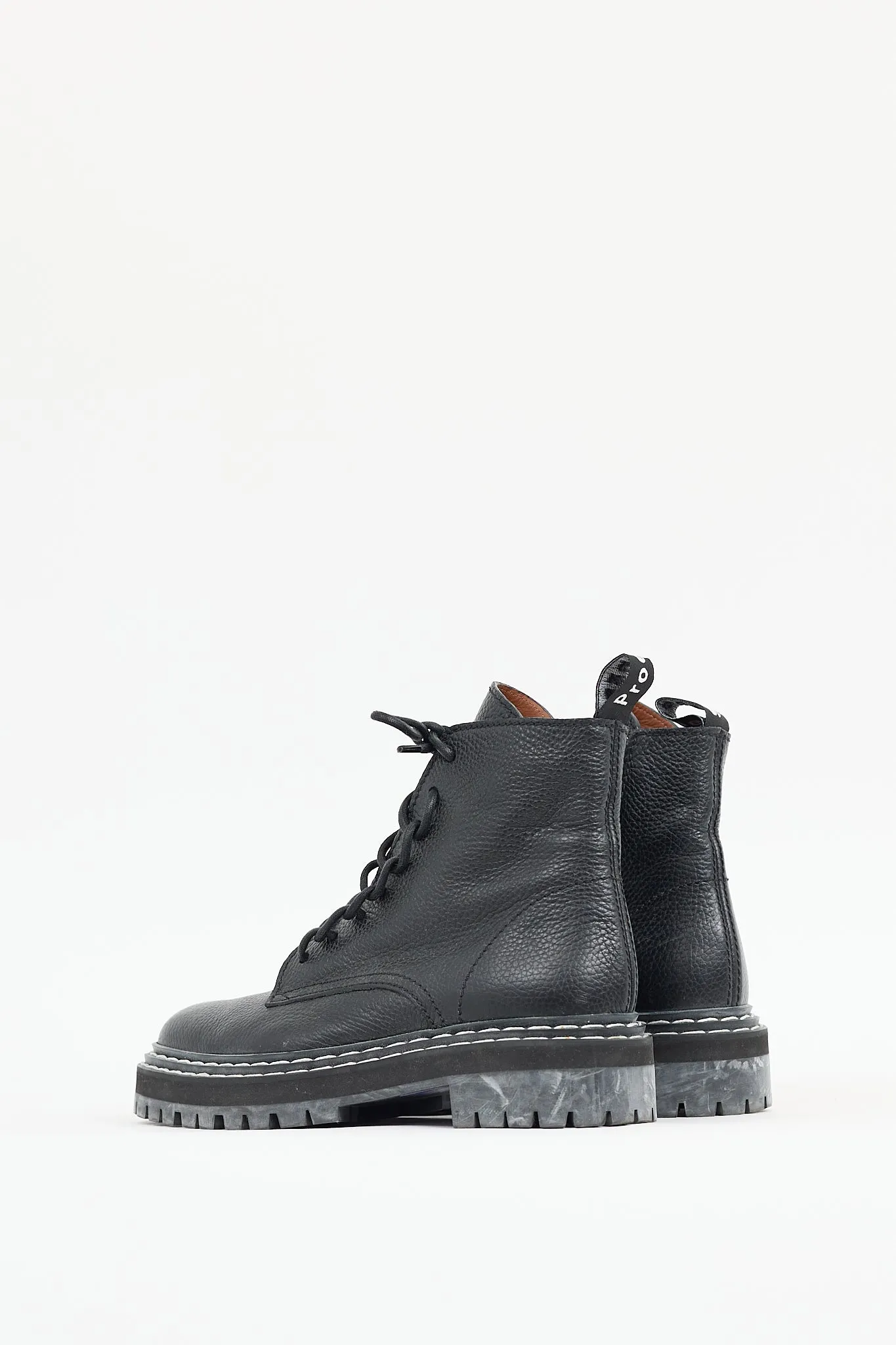 Black Leather Combat Boot