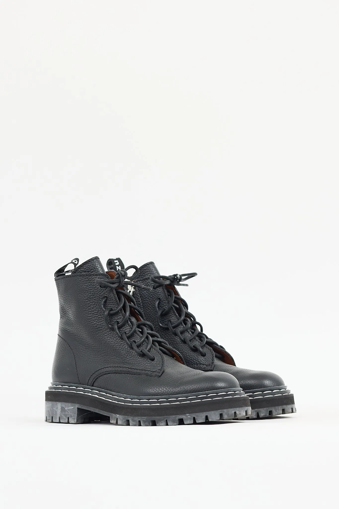 Black Leather Combat Boot