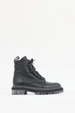 Black Leather Combat Boot