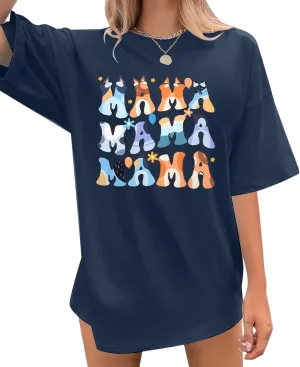 Boy Mom Oversized Tshirt Woman Sequin Graphic Tee Trendy Mama Shirt Mother Gifts Top Casual Short Sleeve Tops