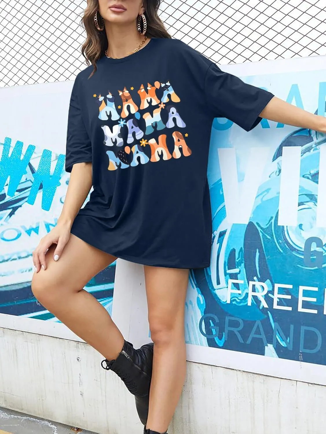 Boy Mom Oversized Tshirt Woman Sequin Graphic Tee Trendy Mama Shirt Mother Gifts Top Casual Short Sleeve Tops