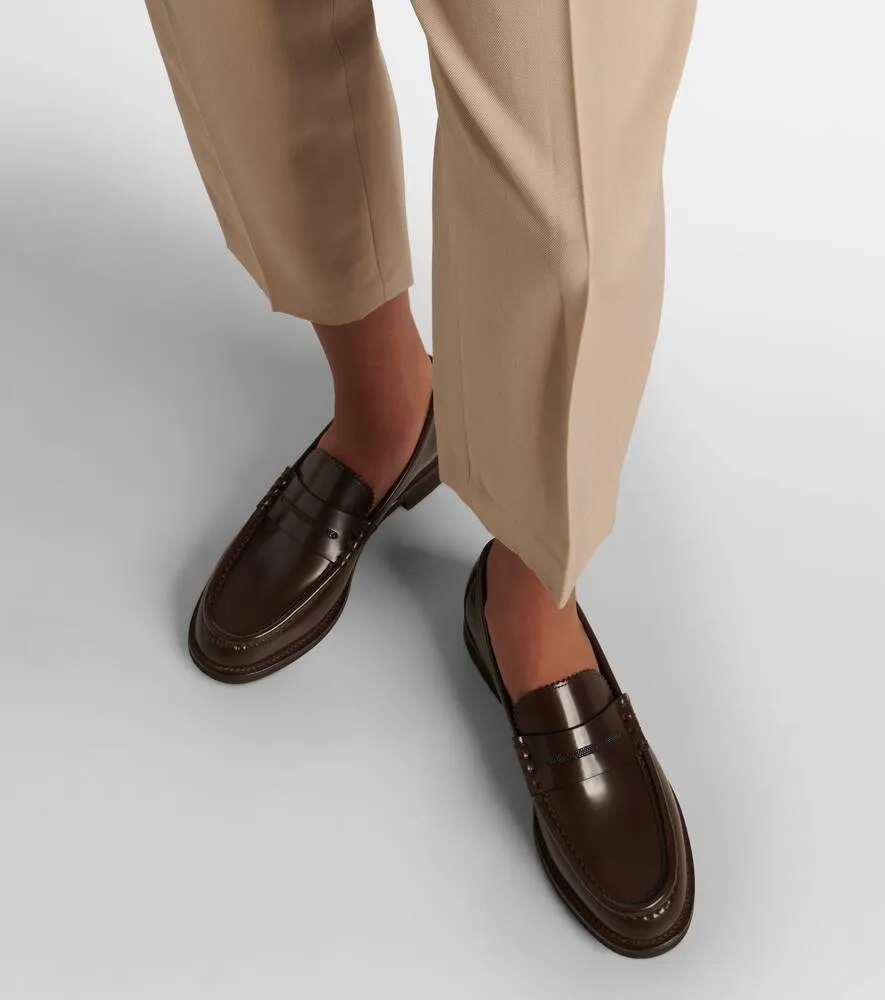Brunello Cucinelli Monili leather penny loafers