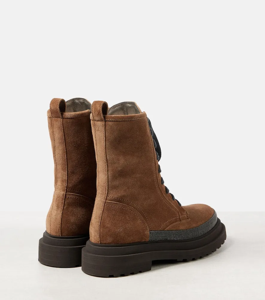 Brunello Cucinelli Monili suede combat boots