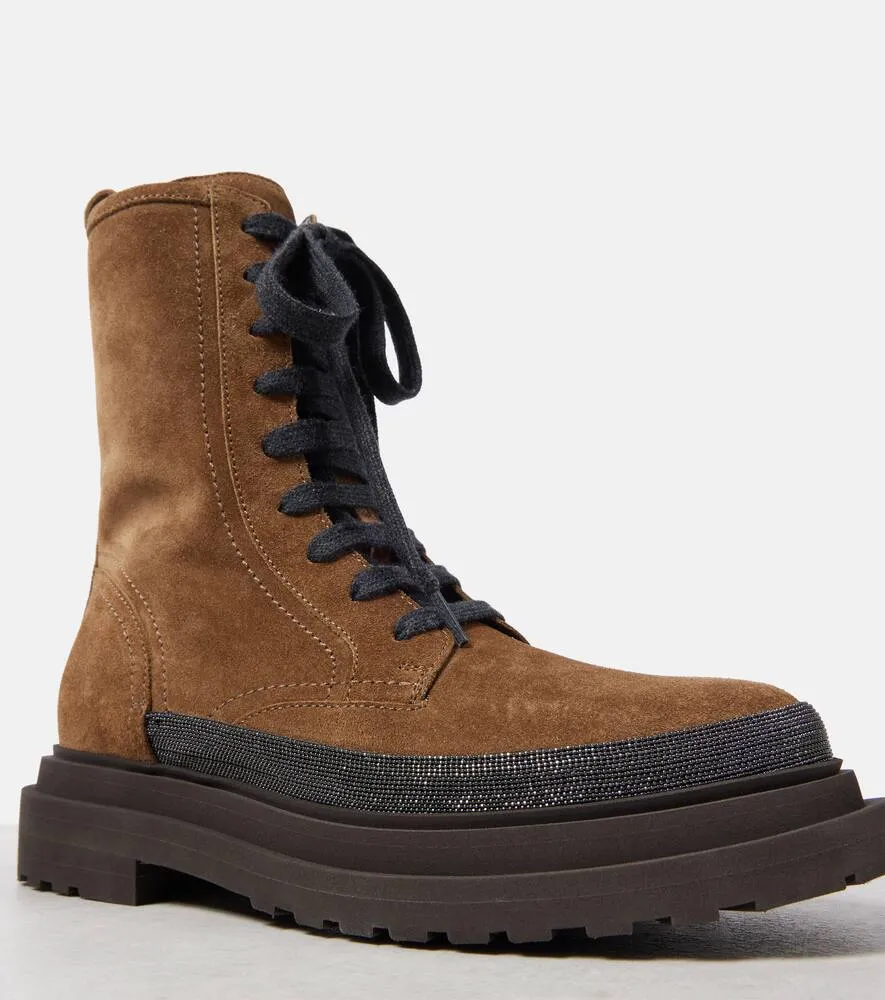 Brunello Cucinelli Monili suede combat boots