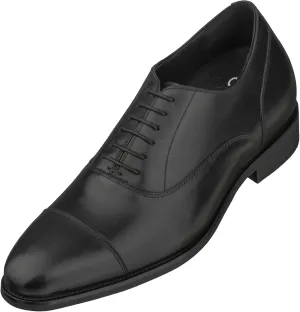 CALTO Men's Invisible Height Increasing Elevator Shoes - Black Premium Leather Lace-up Super Lightweight Formal Oxfords - 3 Inches Taller - S3032 - Size 11 D(M) US