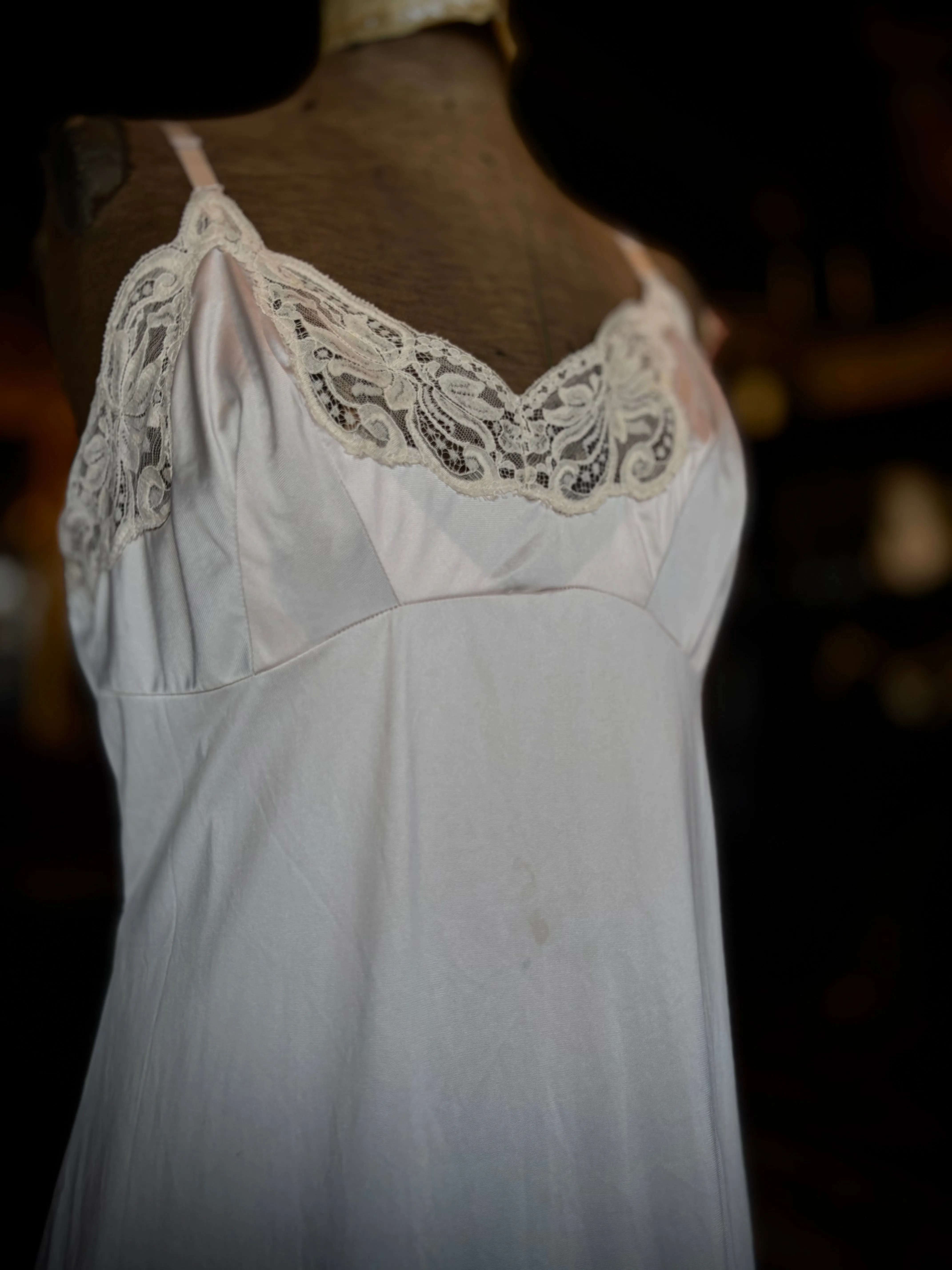 Champaigne Lace Trim Slip Dress