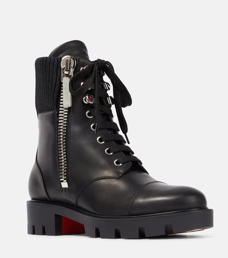 Christian Louboutin En Hiver Lug leather combat boots