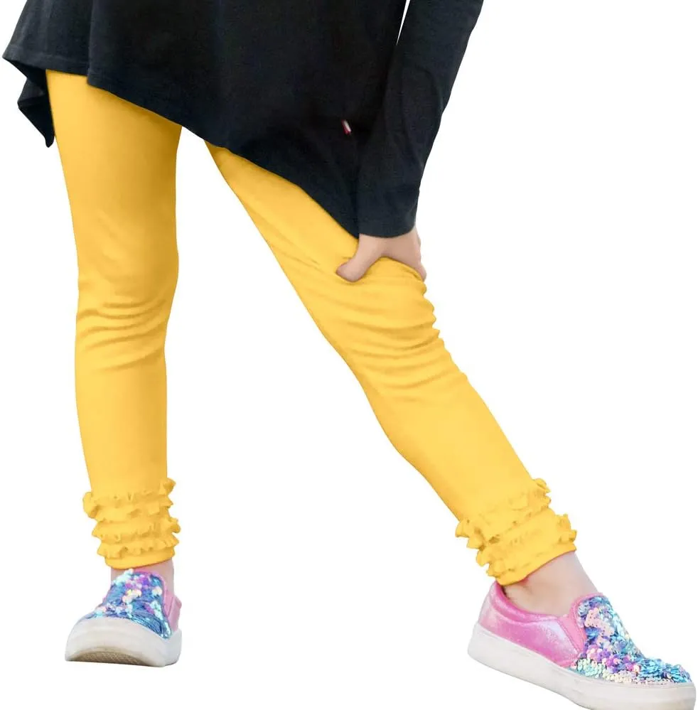 City Threads Girls' Ruffle Leggings 100% Cotton Baby Girl Ruffle Pants Boutique for School Uniform