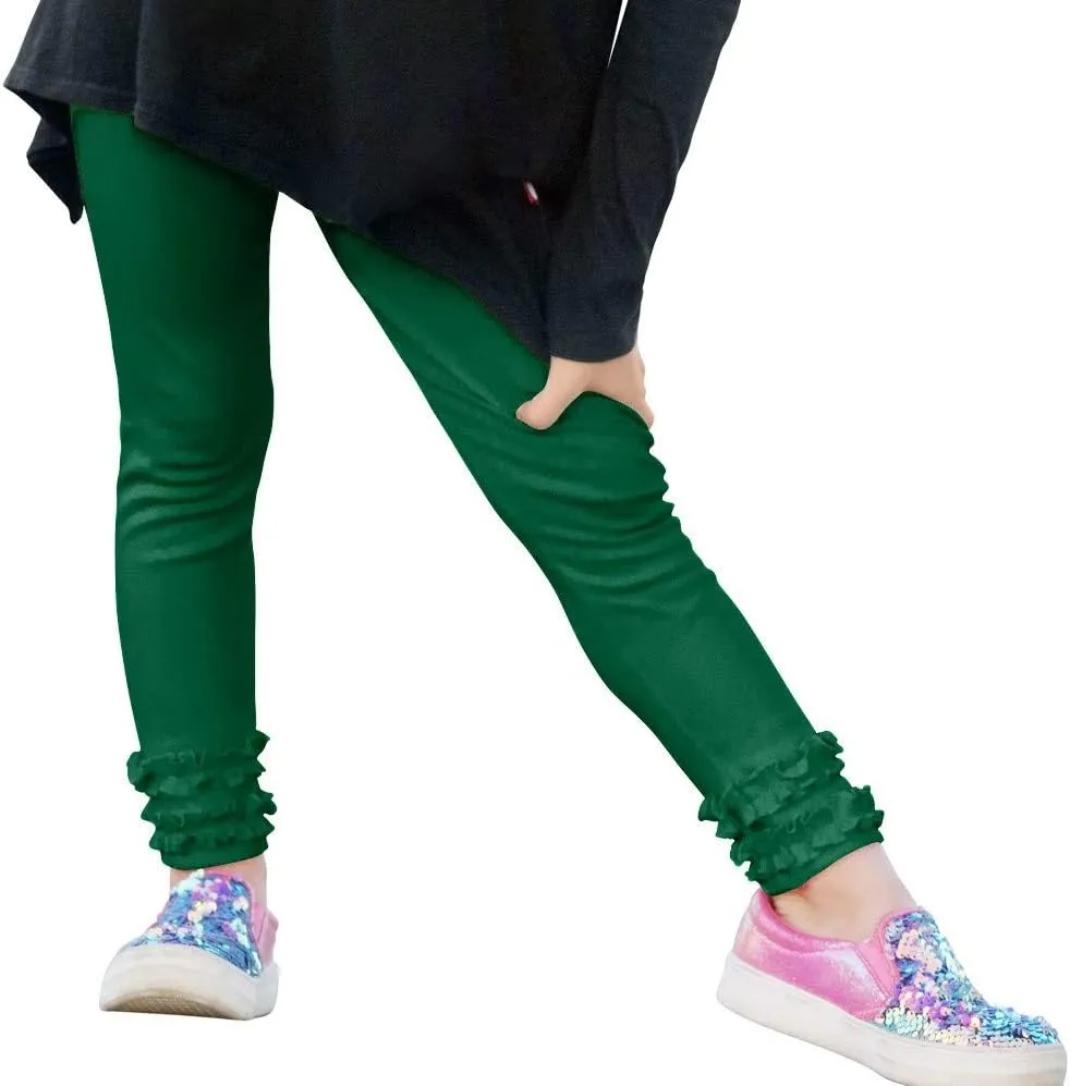 City Threads Girls' Ruffle Leggings 100% Cotton Baby Girl Ruffle Pants Boutique for School Uniform