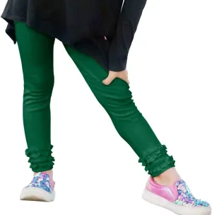 City Threads Girls' Ruffle Leggings 100% Cotton Baby Girl Ruffle Pants Boutique for School Uniform