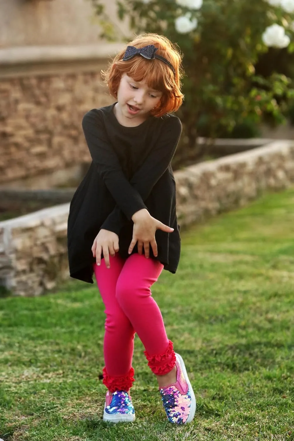 City Threads Girls' Ruffle Leggings 100% Cotton Baby Girl Ruffle Pants Boutique for School Uniform