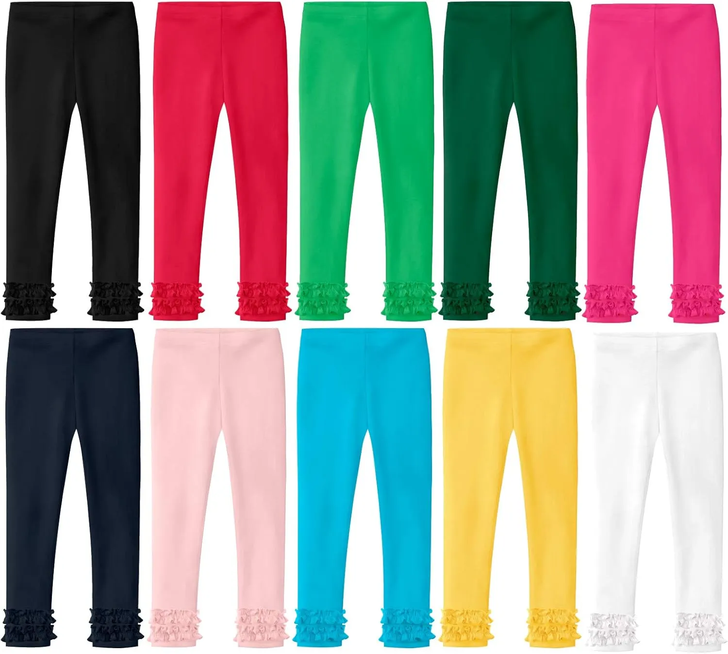 City Threads Girls' Ruffle Leggings 100% Cotton Baby Girl Ruffle Pants Boutique for School Uniform