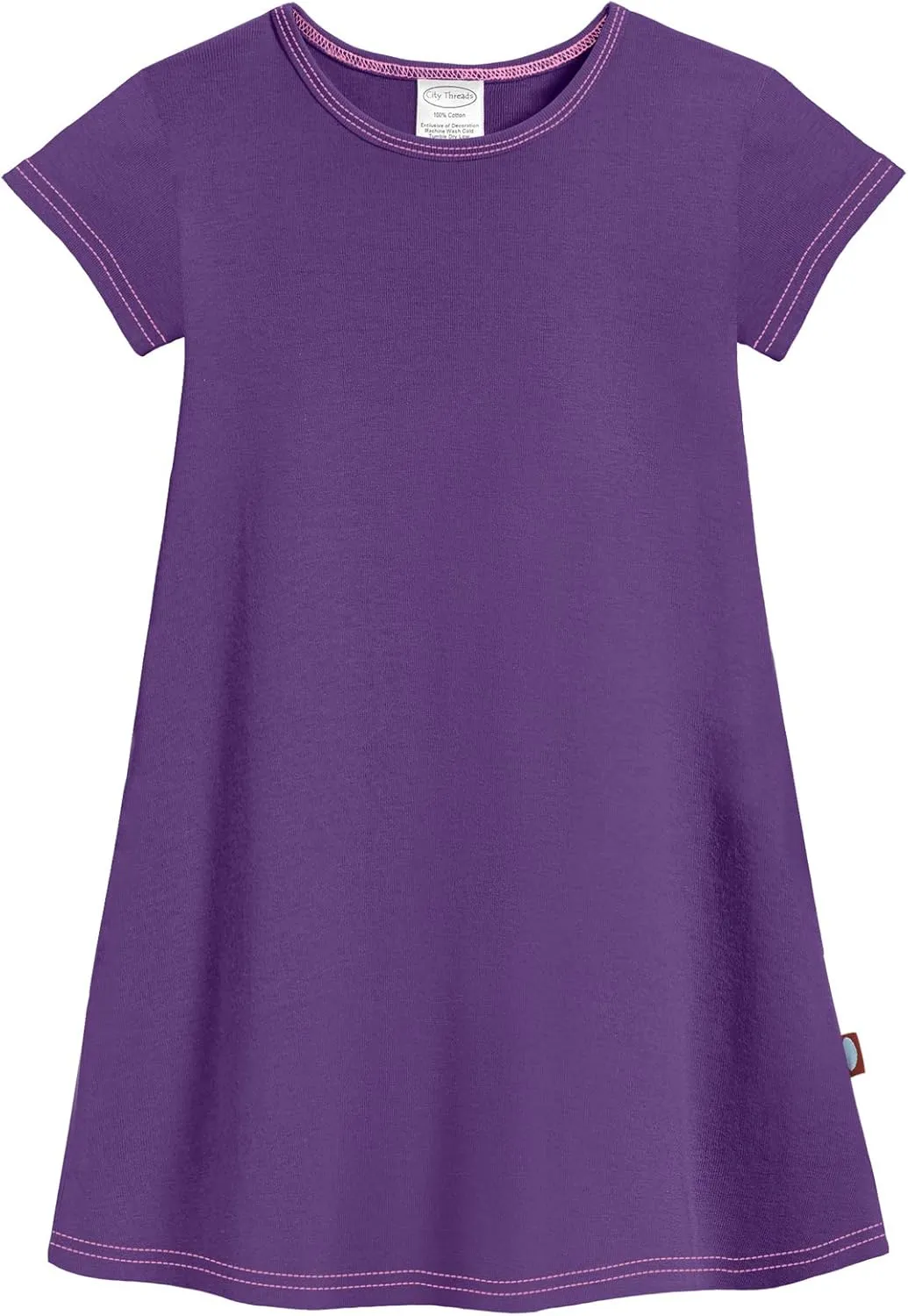 City Threads Made in USA Baby Girls' Cotton Short Sleeve Cover Up Dress for Sensitive Skin SPD Sensory Friendly