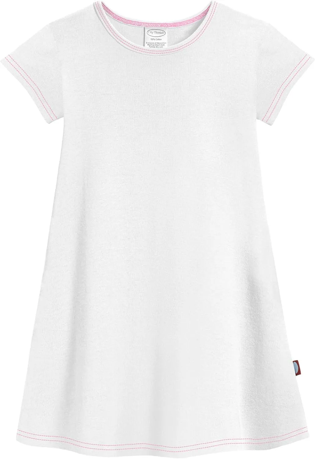 City Threads Made in USA Baby Girls' Cotton Short Sleeve Cover Up Dress for Sensitive Skin SPD Sensory Friendly