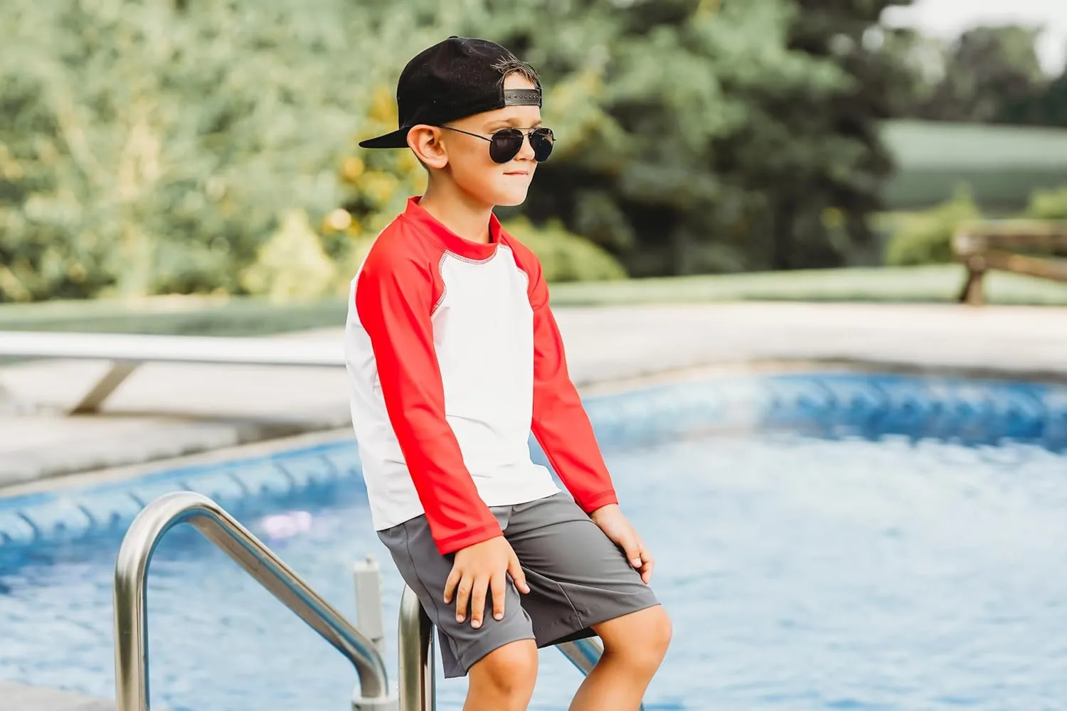 City Threads Made in USA Solid Rashguard for Boys & Girls  SPF UPF Swim T-Shirt for Beach, Pool & Play