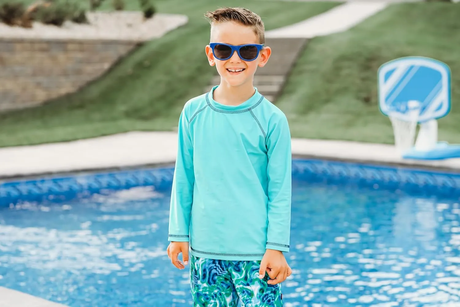 City Threads Made in USA Solid Rashguard for Boys & Girls  SPF UPF Swim T-Shirt for Beach, Pool & Play