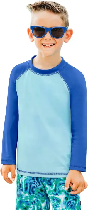 City Threads Made in USA Solid Rashguard for Boys & Girls – SPF UPF Swim T-Shirt for Beach, Pool & Play