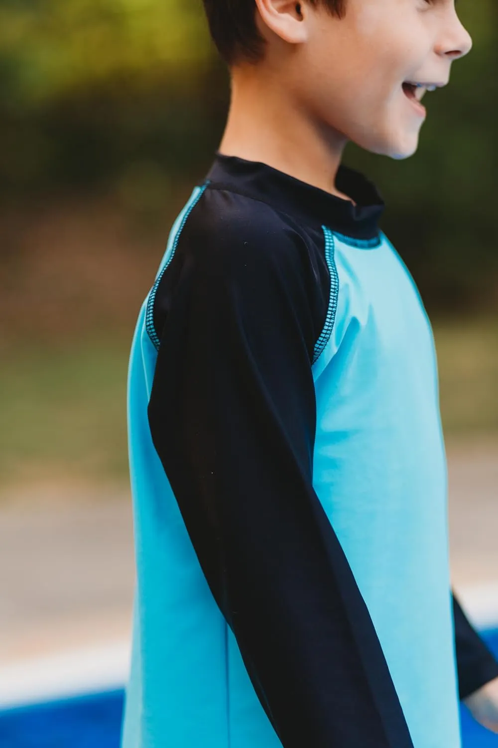 City Threads Made in USA Solid Rashguard for Boys & Girls  SPF UPF Swim T-Shirt for Beach, Pool & Play