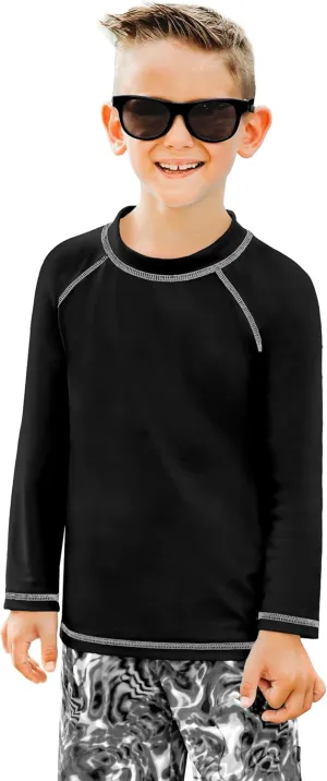City Threads Made in USA Solid Rashguard for Boys & Girls – SPF UPF Swim T-Shirt for Beach, Pool & Play