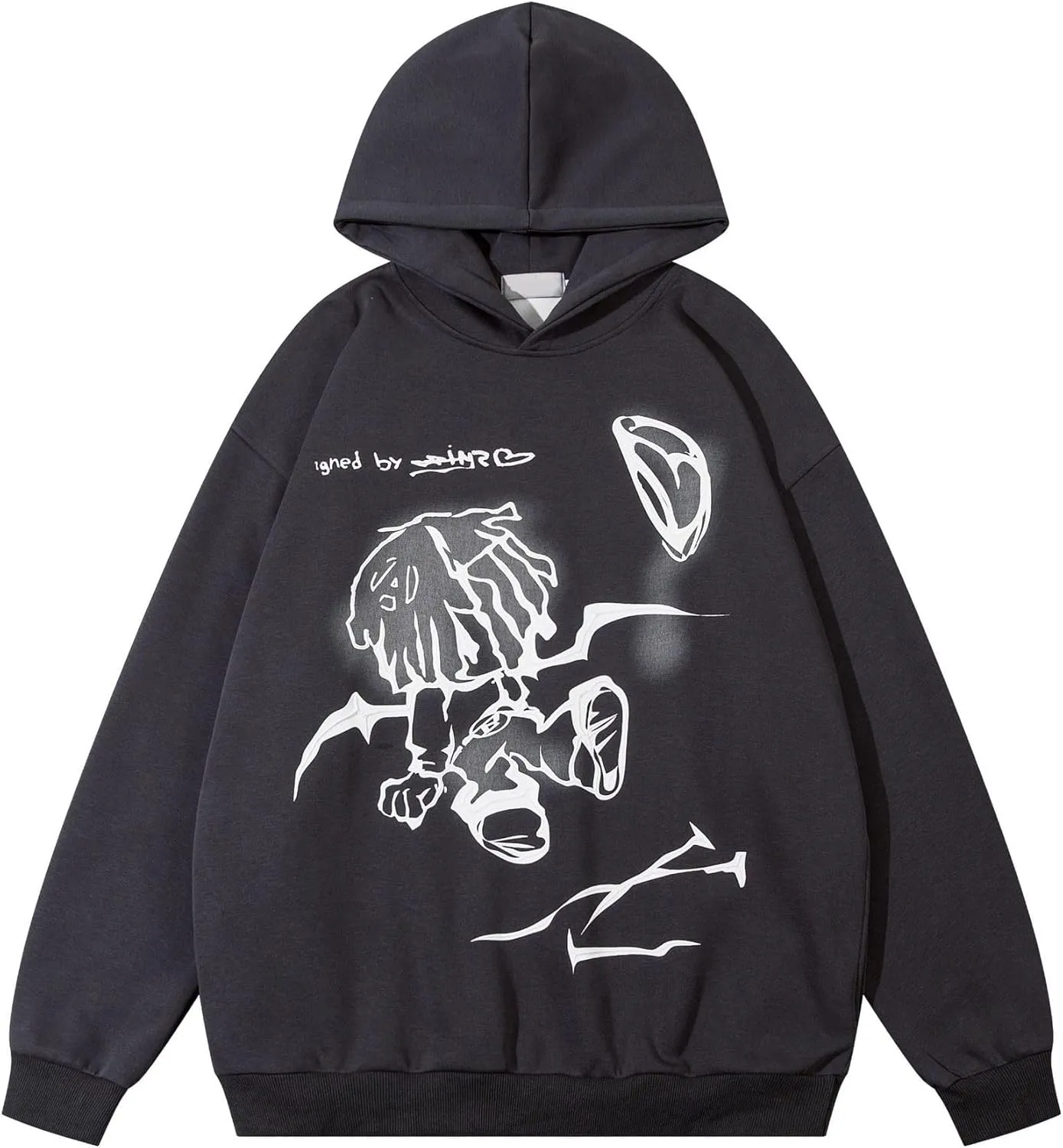 COOLMONAR Men's Fashion Pullover Hoodie Sweatshirt Fleece Pullover Heart Hip Hop Streetwear Casual Sweatshirt Hooded