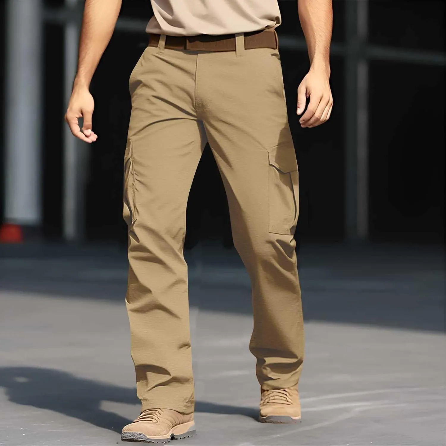 CRNTCEM Tactical Pants for Men Water Resistant Cargo Hiking Pants Multi Pockets Relaxed Fit Stretch Quick Dry Army Work Pants