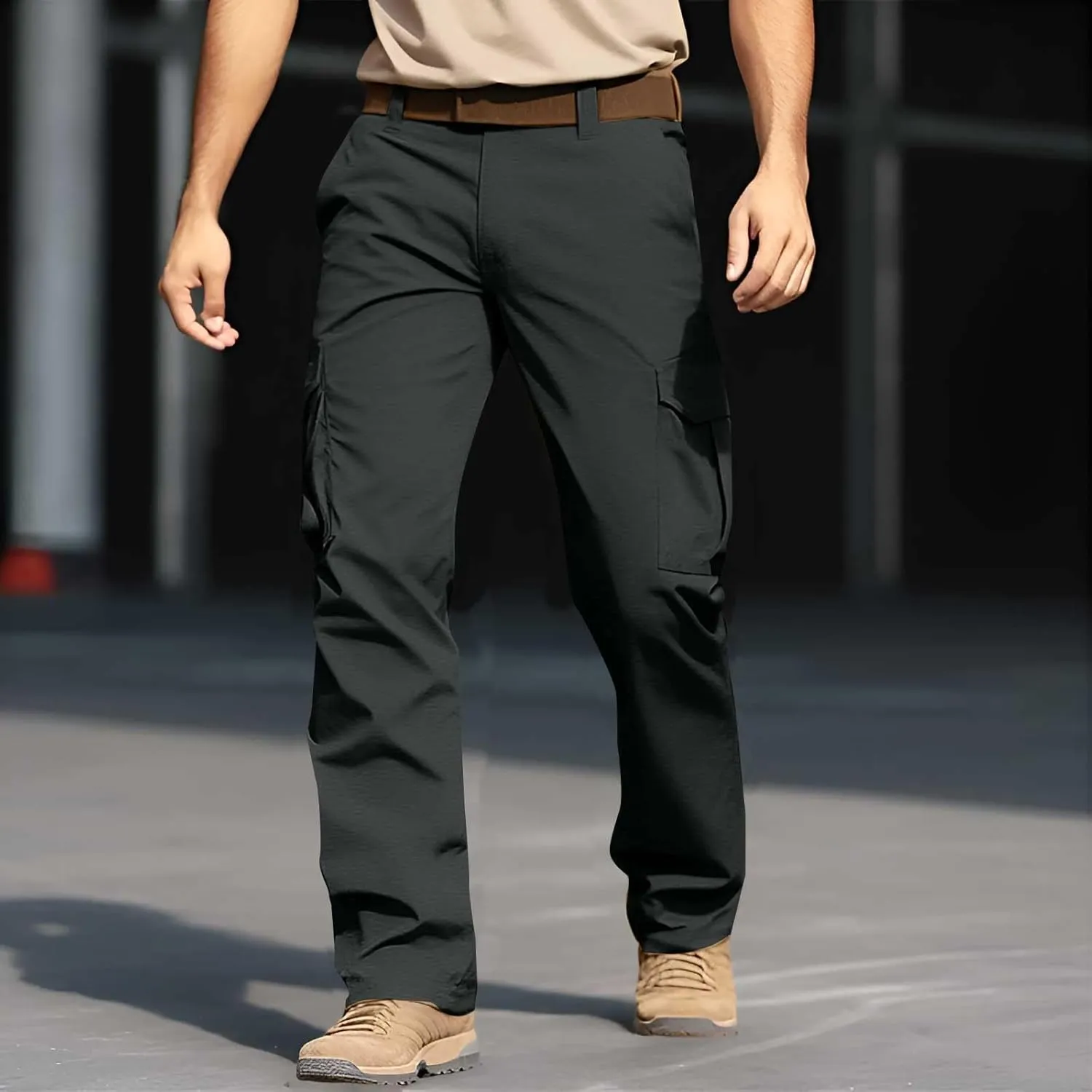 CRNTCEM Tactical Pants for Men Water Resistant Cargo Hiking Pants Multi Pockets Relaxed Fit Stretch Quick Dry Army Work Pants