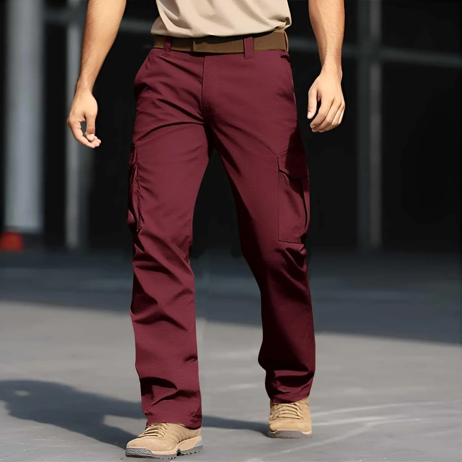 CRNTCEM Tactical Pants for Men Water Resistant Cargo Hiking Pants Multi Pockets Relaxed Fit Stretch Quick Dry Army Work Pants