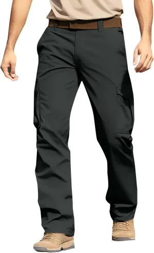 CRNTCEM Tactical Pants for Men Water Resistant Cargo Hiking Pants Multi Pockets Relaxed Fit Stretch Quick Dry Army Work Pants