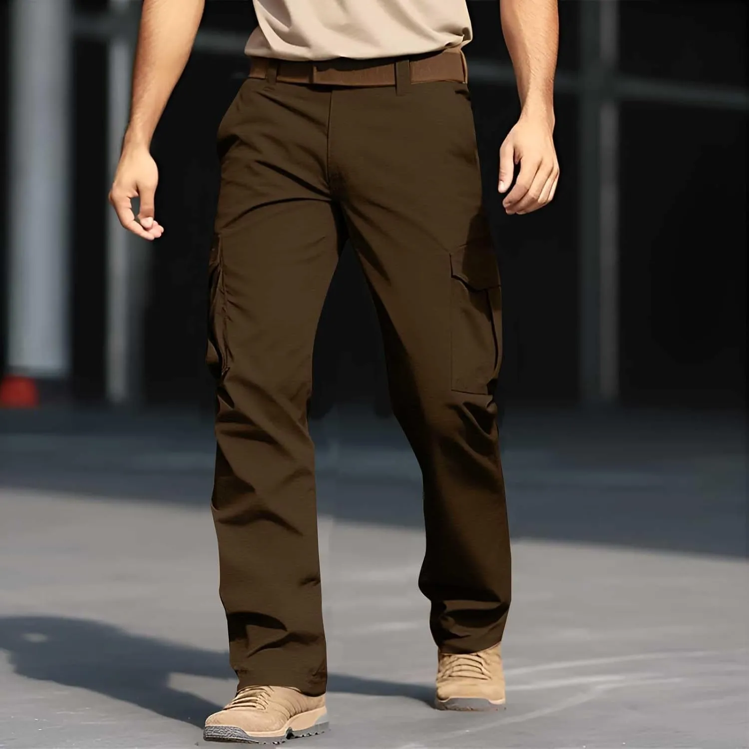 CRNTCEM Tactical Pants for Men Water Resistant Cargo Hiking Pants Multi Pockets Relaxed Fit Stretch Quick Dry Army Work Pants