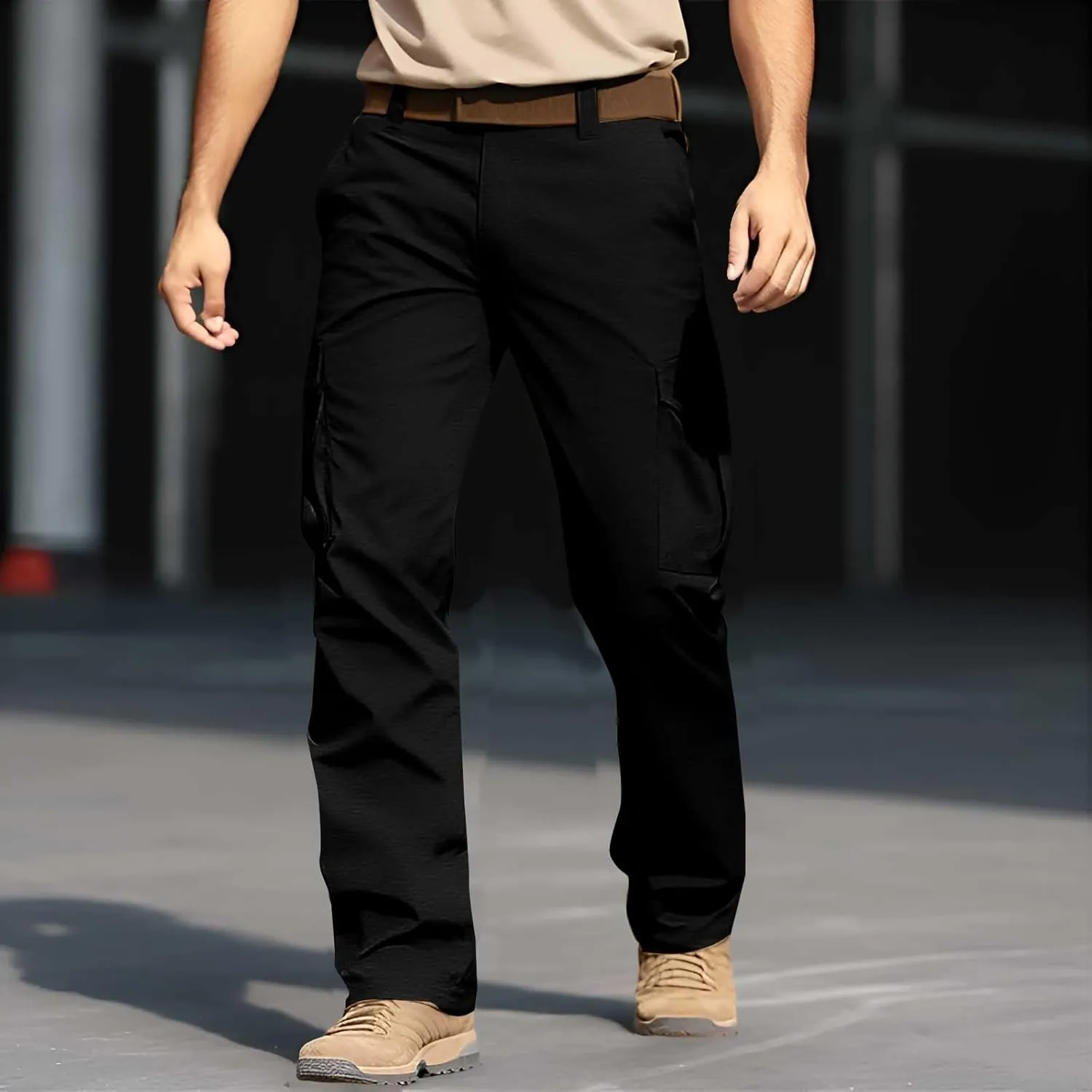 CRNTCEM Tactical Pants for Men Water Resistant Cargo Hiking Pants Multi Pockets Relaxed Fit Stretch Quick Dry Army Work Pants