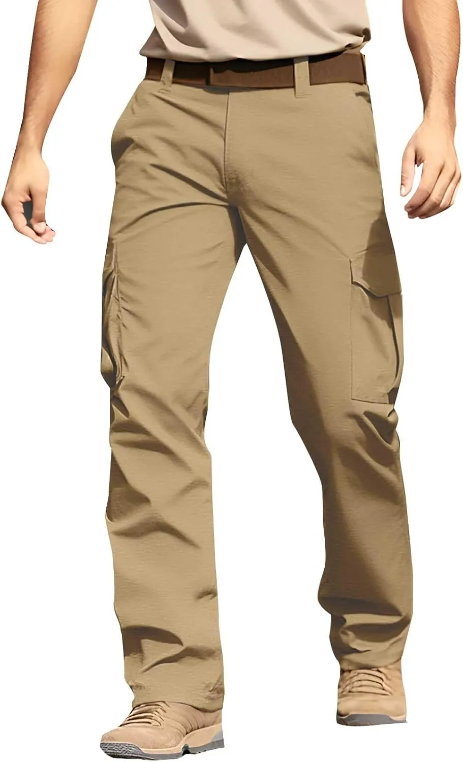 CRNTCEM Tactical Pants for Men Water Resistant Cargo Hiking Pants Multi Pockets Relaxed Fit Stretch Quick Dry Army Work Pants