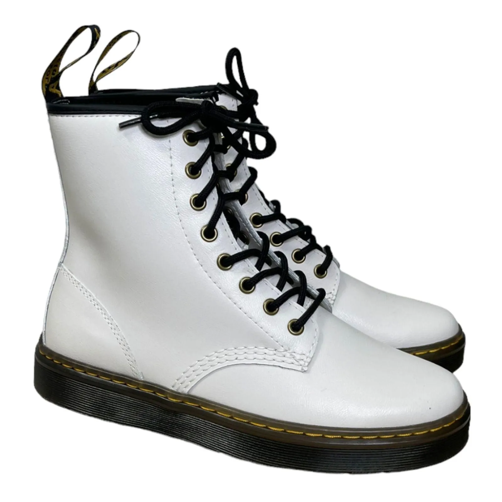 Dr Martens Zavala 8 Eyelet Combat Lace up Leather Boots Size 9